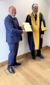 JEH founder at Worshipful Company of Launderers presentation.