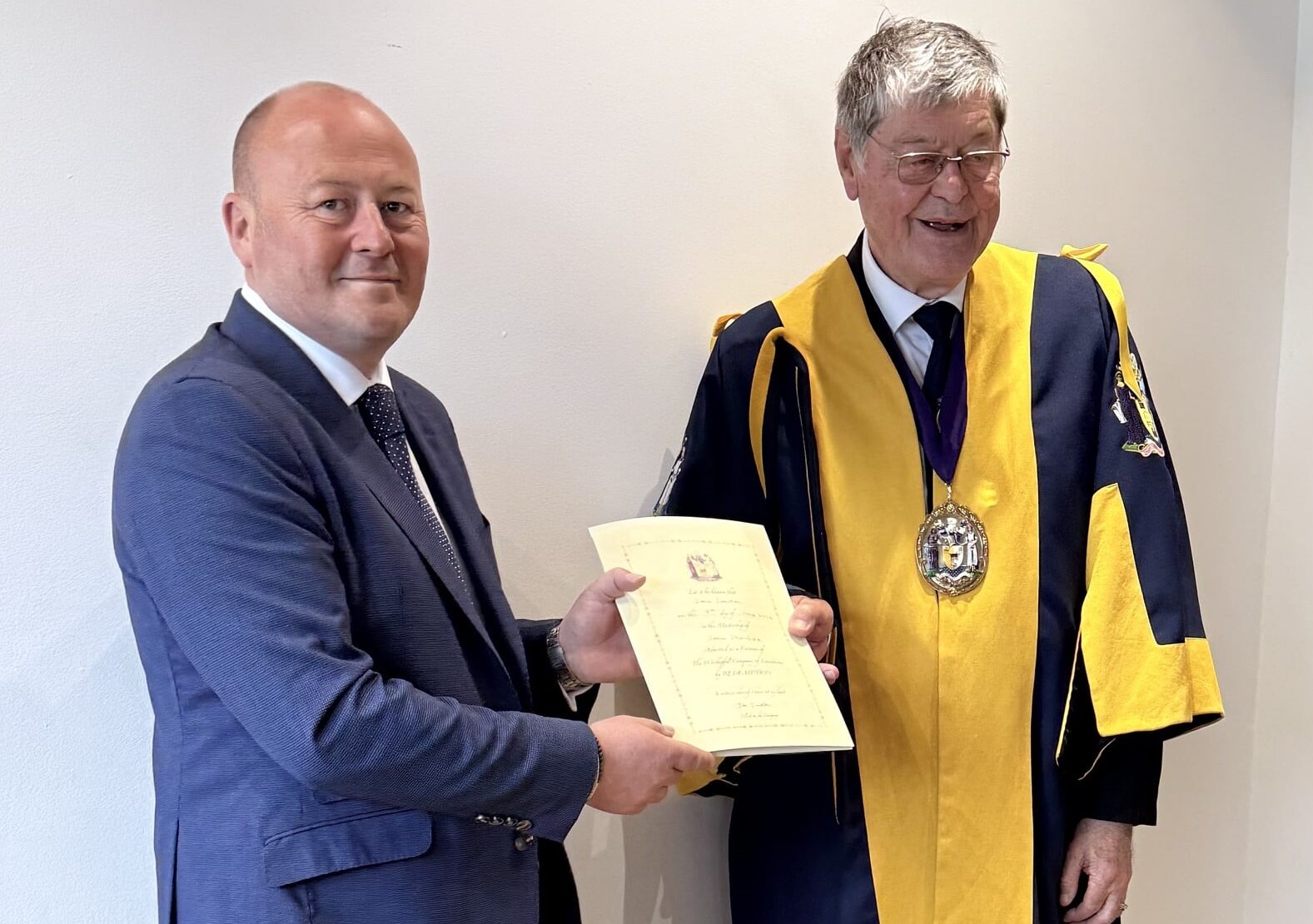 JEH Laundry owner Worshipful Fellowship of Launderers Presentation JEH founder at Worshipful Company of Launderers presentation.